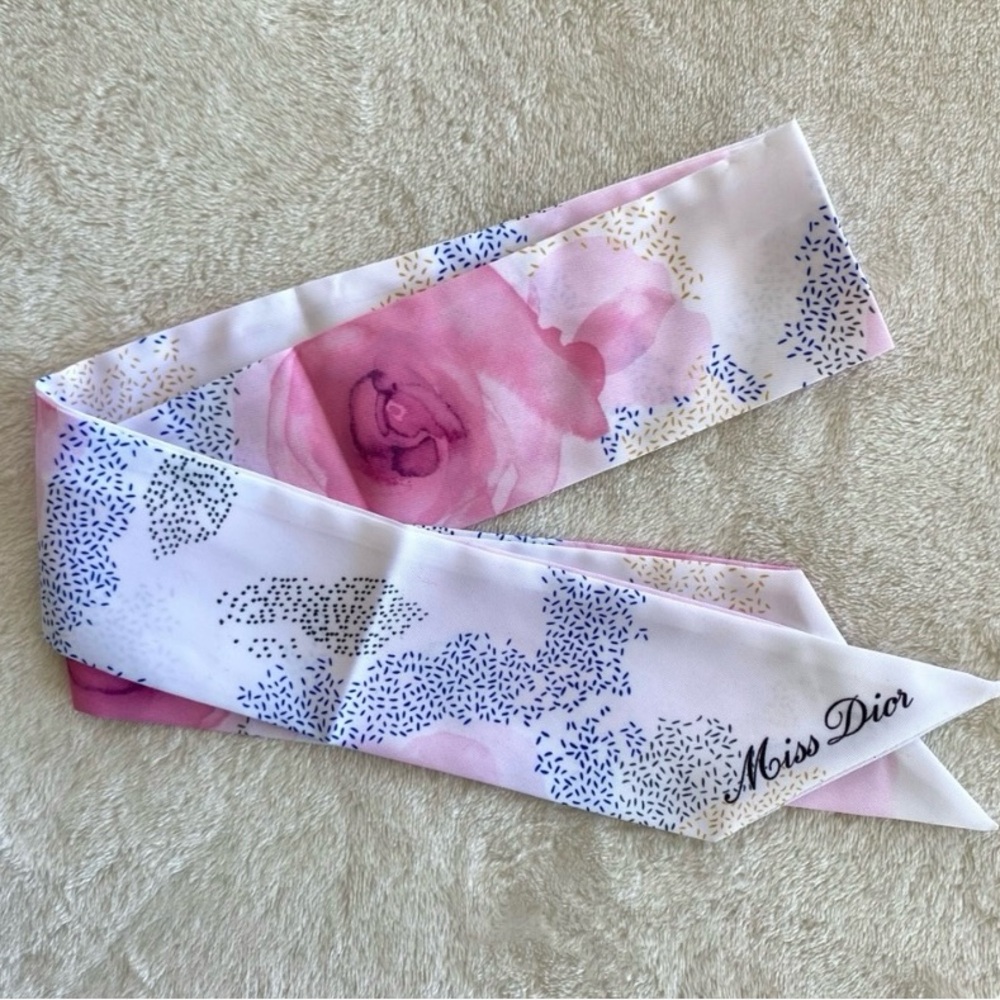 Dior Pink and Blue Floral Scarf